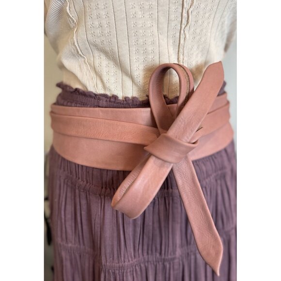Womens ADA Wrap Belt Cinder Rose Pink Leather $89 NEW main image 8